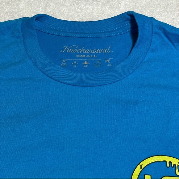 NWOT Knockaround Logo Pizza In Sunglasses Graphic Tee Adult Size Small Blue - Picture 3 of 6